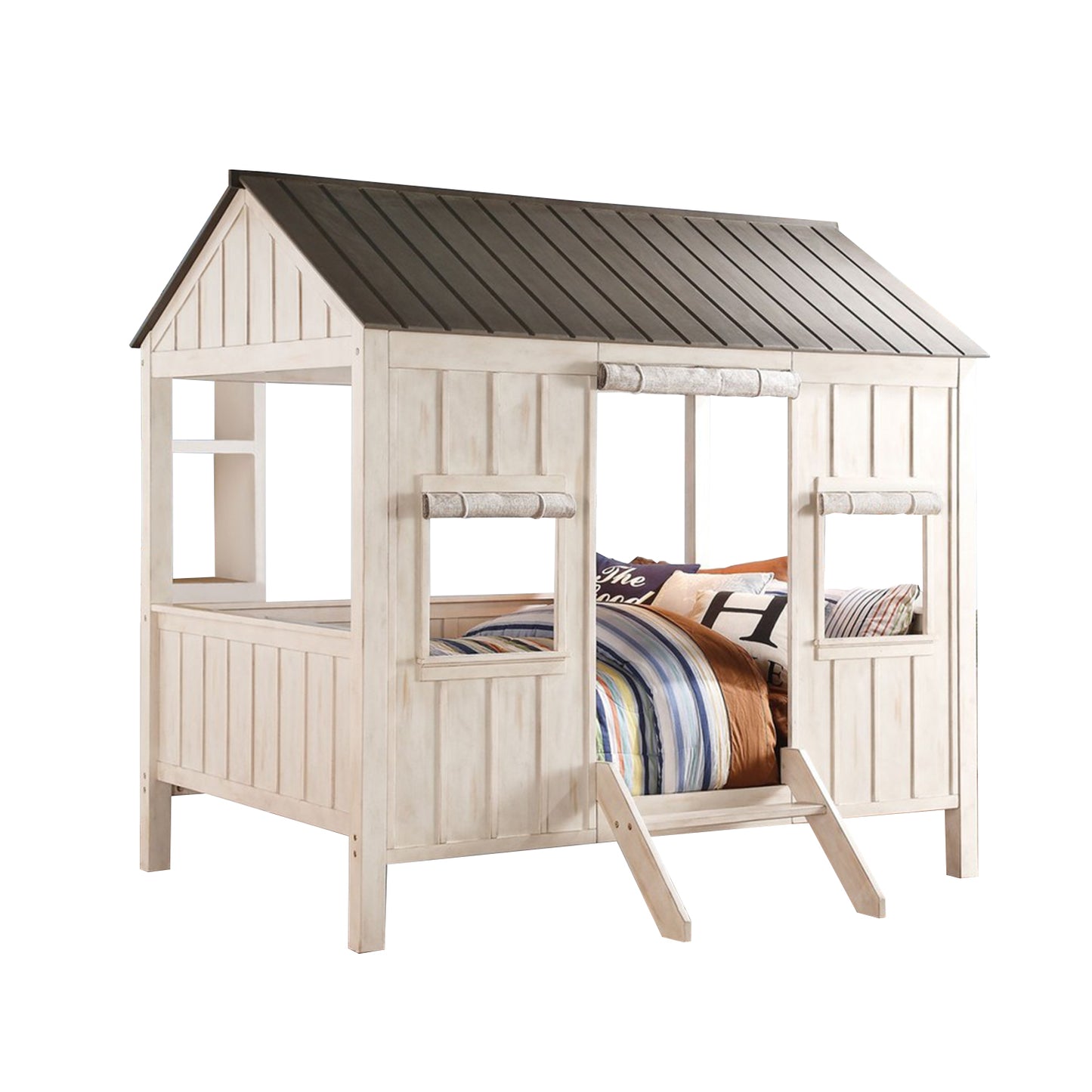 White Solid Wood Full Bed Frame