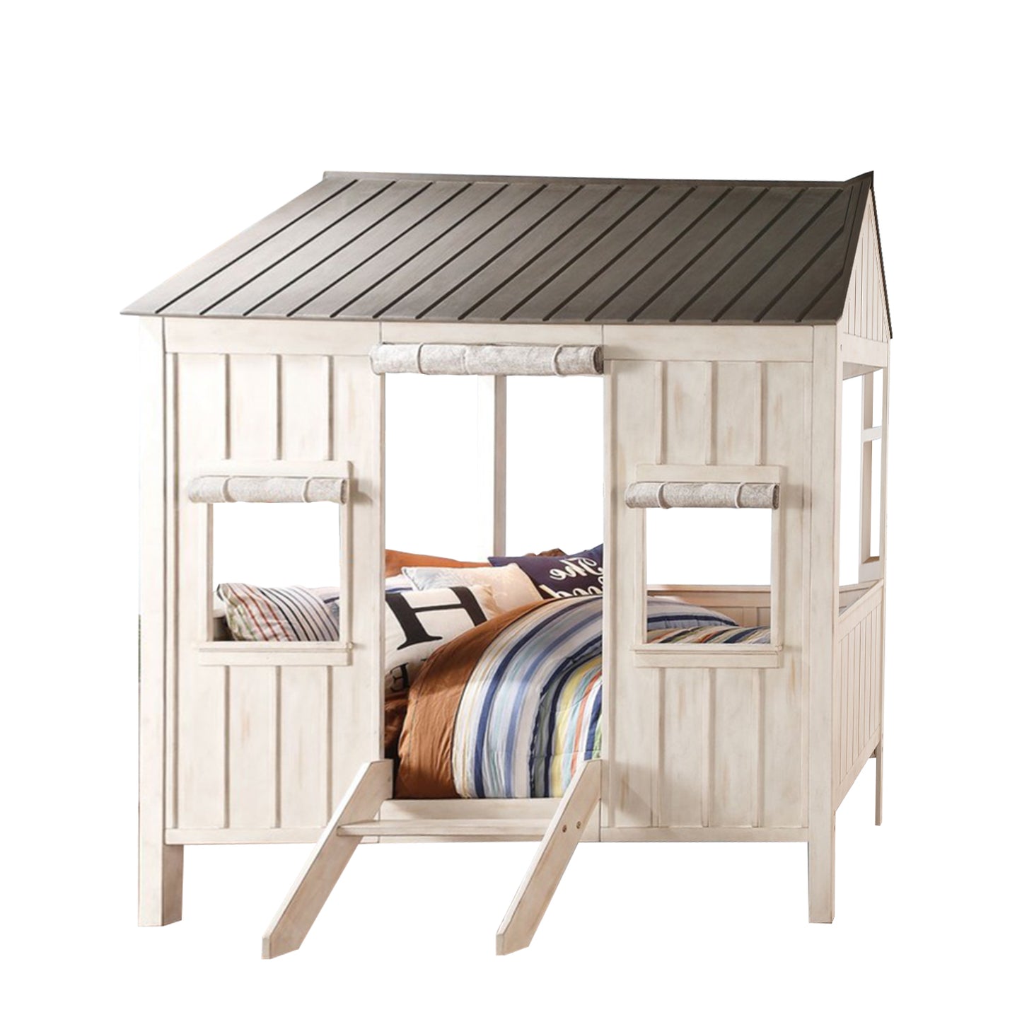 White Solid Wood Full Bed Frame