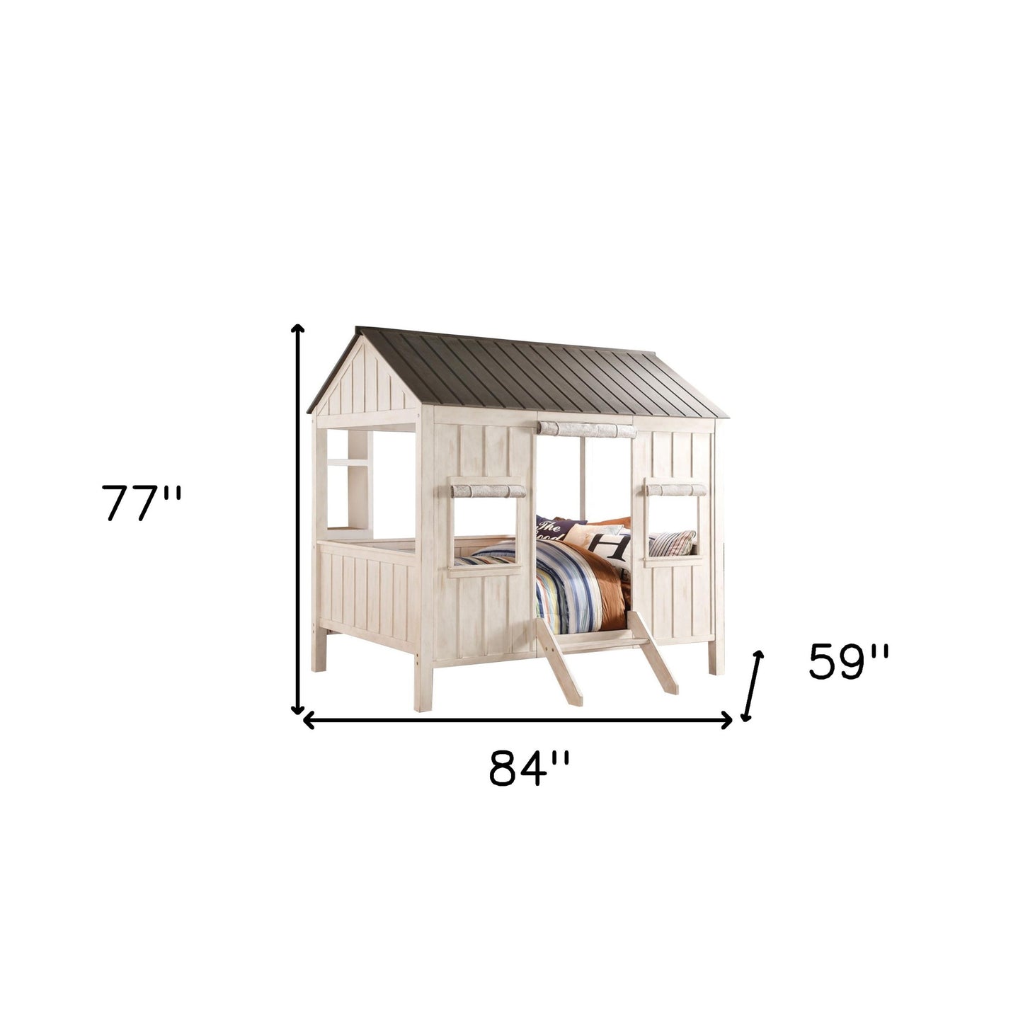 White Solid Wood Full Bed Frame