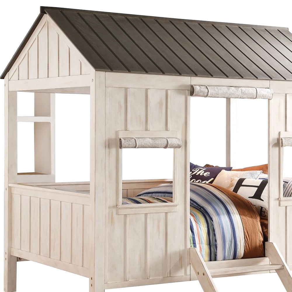 White Solid Wood Full Bed Frame